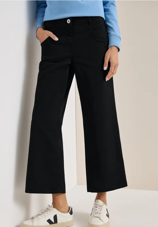 High Waist Wide Leg Hose im Loose Fit Black