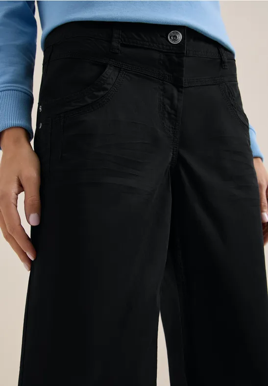 High Waist Wide Leg Hose im Loose Fit Black