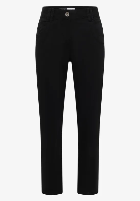 Pantalon Mid Waist Slim Leg en Casual Fit Black
