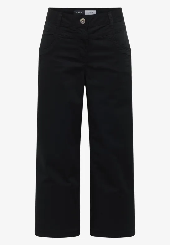 High Waist Flared Leg Hose im Loose Fit Black