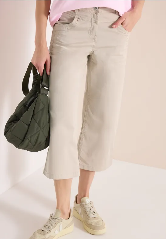 High Waist Flared Leg Hose im Loose Fit grain beige