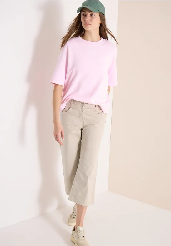 High Waist Flared Leg Hose im Loose Fit grain beige