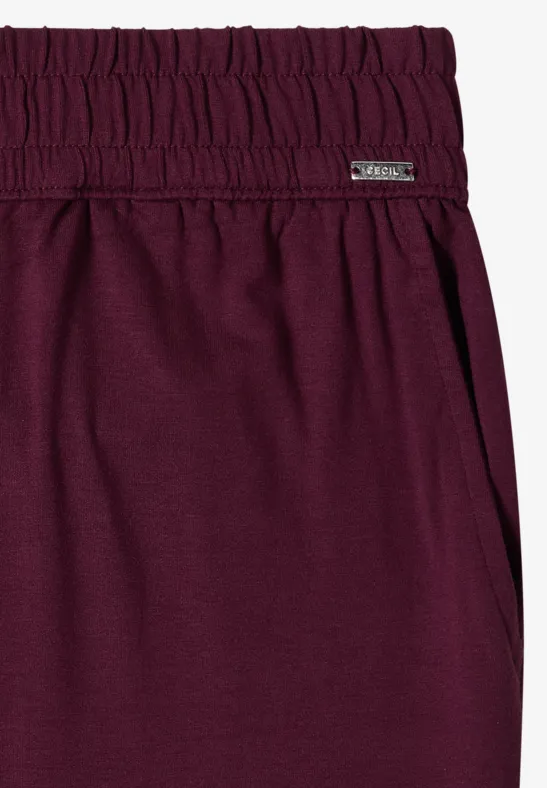 Weinrote Jogginghose mit hohem, gerafftem Bund und seitlichen Eingrifftaschen