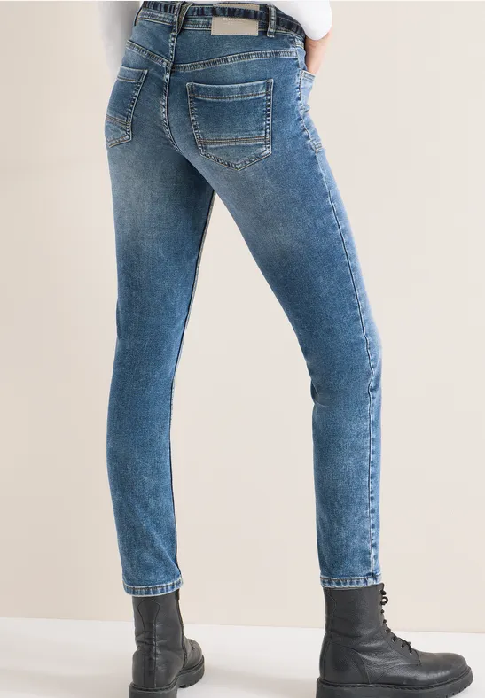 Slim Leg Jeans mid blue used wash