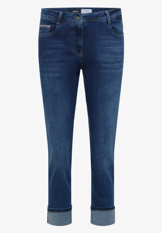 Straight Leg Jeans mid blue used wash