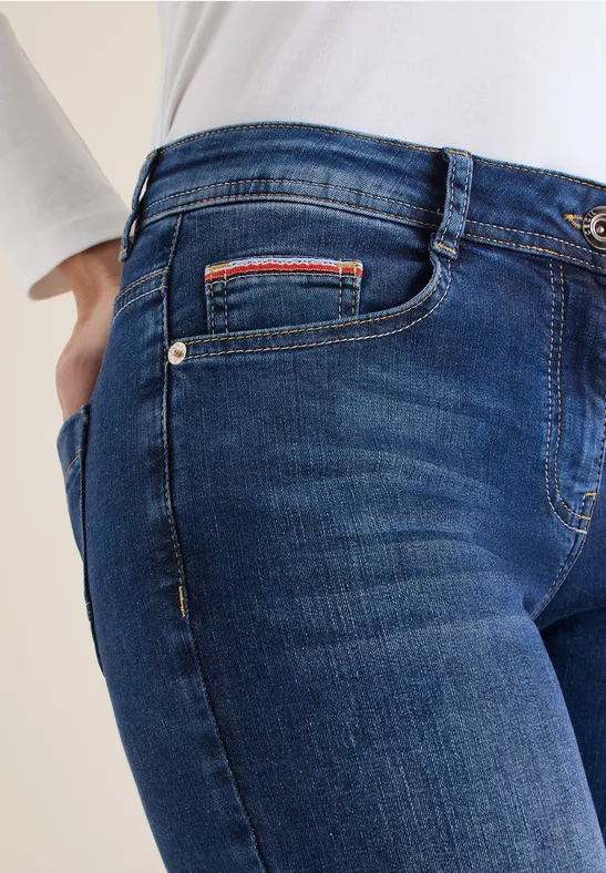 Straight Leg Jeans mid blue used wash