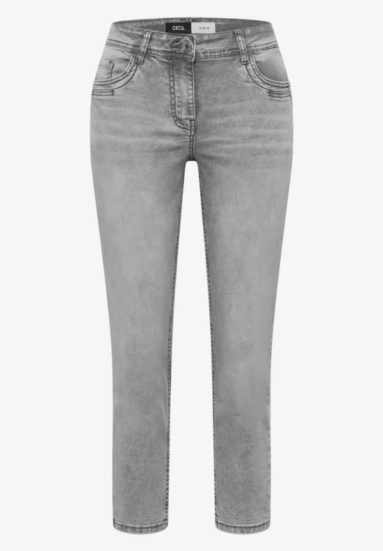 Mid Waist Slim Leg Jeans dans un Casual Fit mid grey used wash