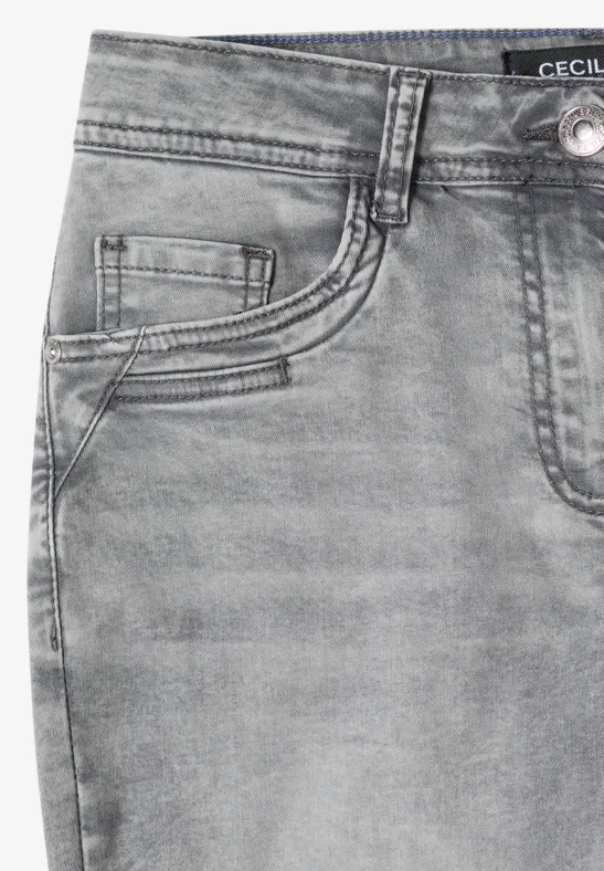 Mid Waist Slim Leg Jeans dans un Casual Fit mid grey used wash
