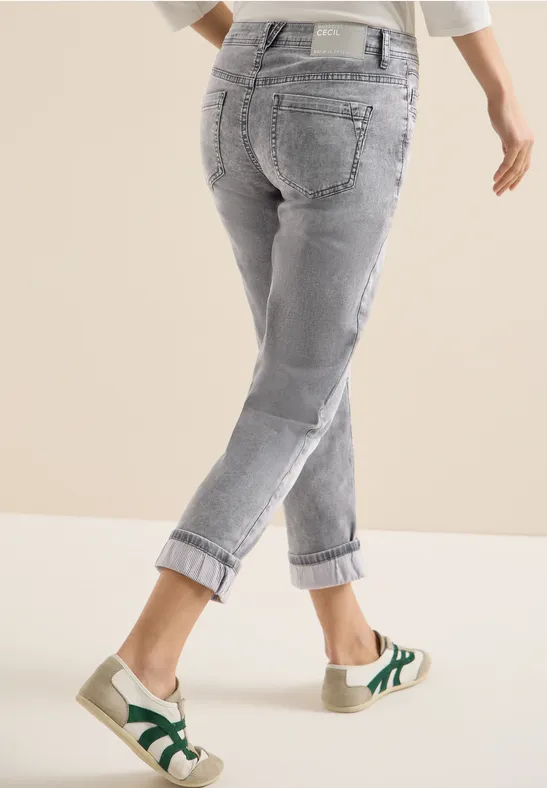 Mid Waist Straight Leg Jeans im Casual Fit light grey wash