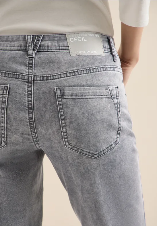Mid Waist Straight Leg Jeans im Casual Fit light grey wash
