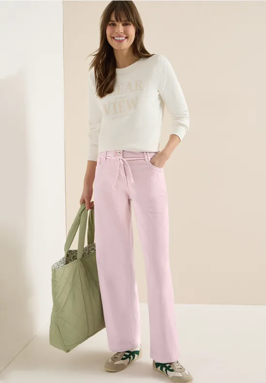 High Waist Wide Leg Jeans im Loose Fit light blush rose