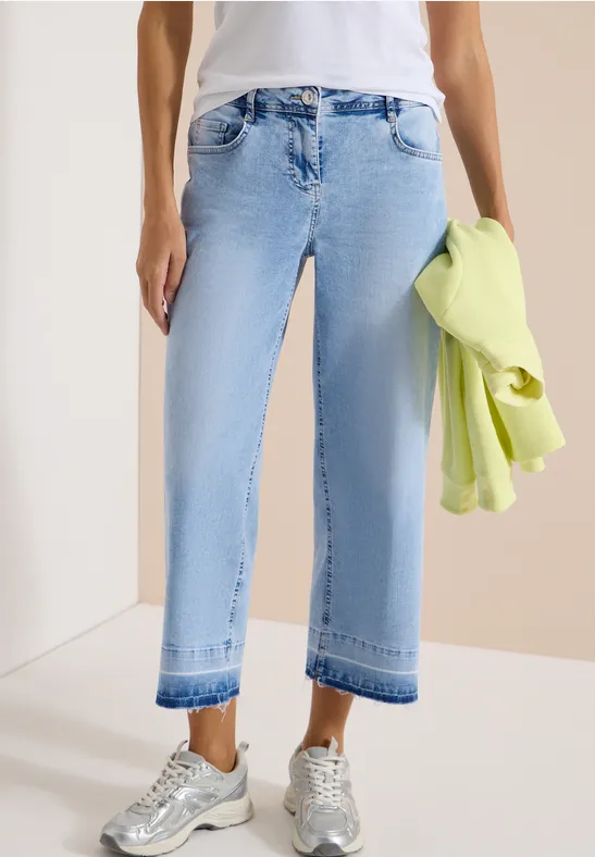 7/8 Wide Leg Jeans im Loose Fit light blue random bleached