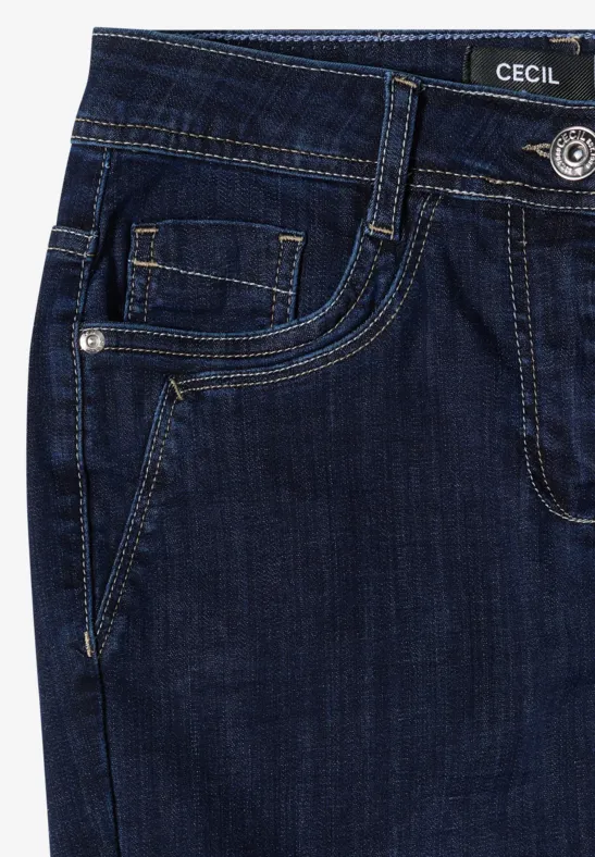 Dunkelblaue Jeans mit Tasche vorn und CECIL-Logo