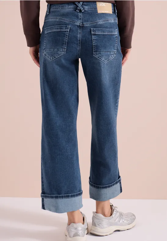 High Waist Wide Leg Jeans im Slim Fit mid blue wash