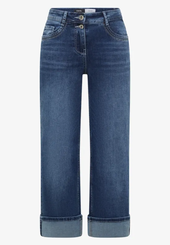 High Waist Wide Leg Jeans im Slim Fit mid blue wash