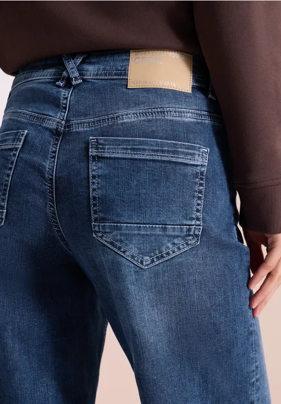 High Waist Wide Leg Jeans im Slim Fit mid blue wash