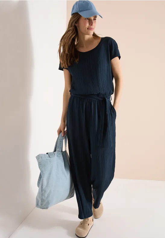 Straight Leg Jumpsuit mit Struktur universal blue
