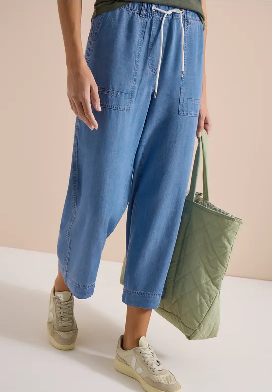 High Waist Wide Leg Hose im Loose Fit mid blue wash