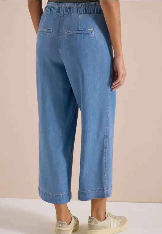 High Waist Wide Leg Hose im Loose Fit mid blue wash
