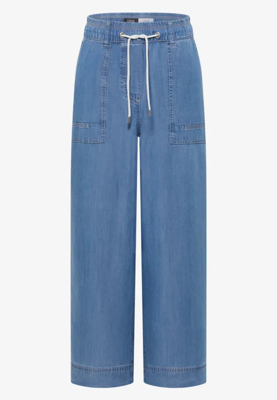 High Waist Wide Leg Hose im Loose Fit mid blue wash