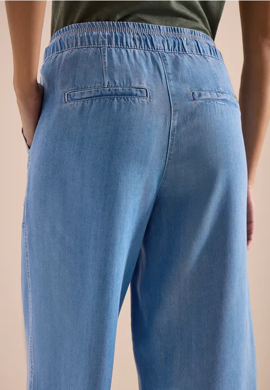 High Waist Wide Leg Hose im Loose Fit mid blue wash