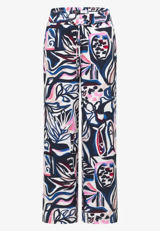 High Waist Wide Leg Hose mit Print universal blue