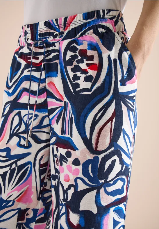 High Waist Wide Leg Hose mit Print universal blue