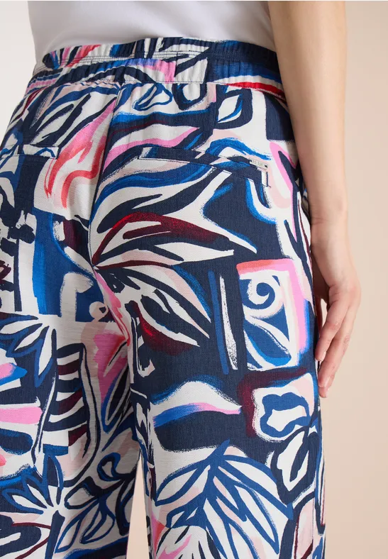 High Waist Wide Leg Hose mit Print universal blue