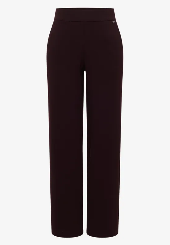 Schwarze, hochgeschnittene Damenhose mit geradem Bein und glattem Finish