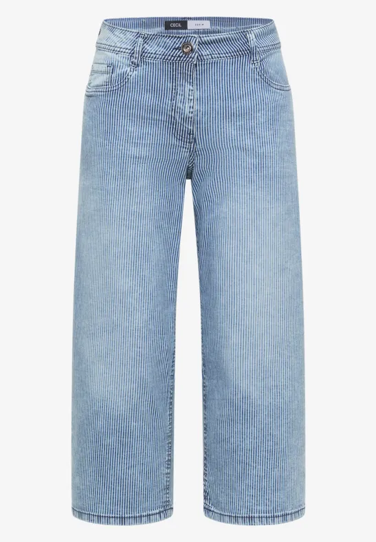 Helle, weite Jeans-Culotte aus Denim mit hoher Taille und verkürztem Bein.