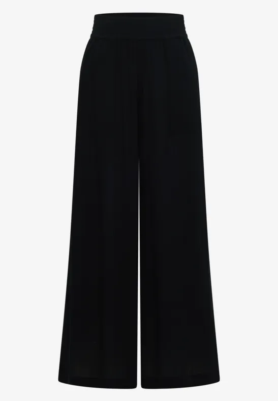 Pantalon noir à jambes larges et taille haute
