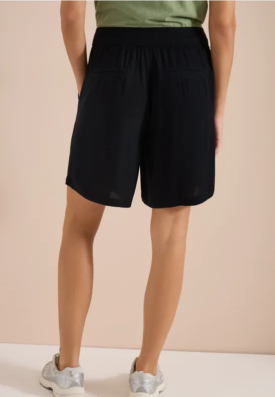 High Waist Wide Leg Short avec structure Black