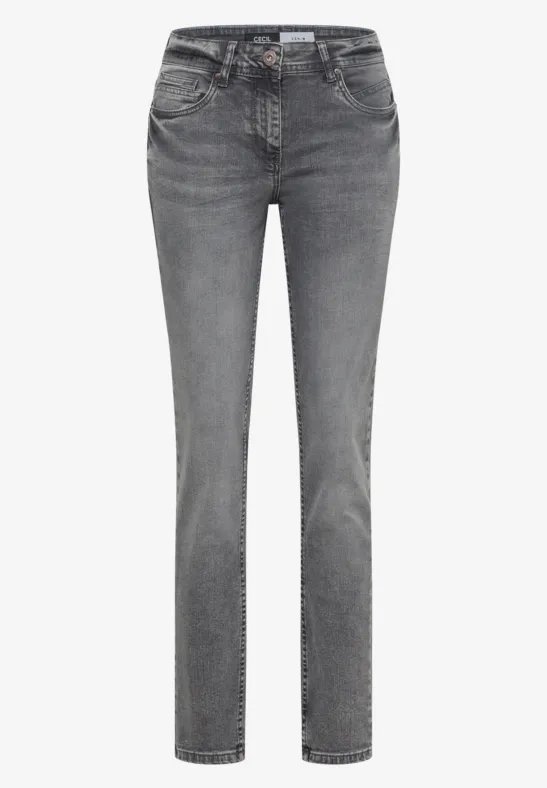 Graue Straight-Leg-Jeans mit Five-Pocket-Design und nahtfeinen Waschdetails.