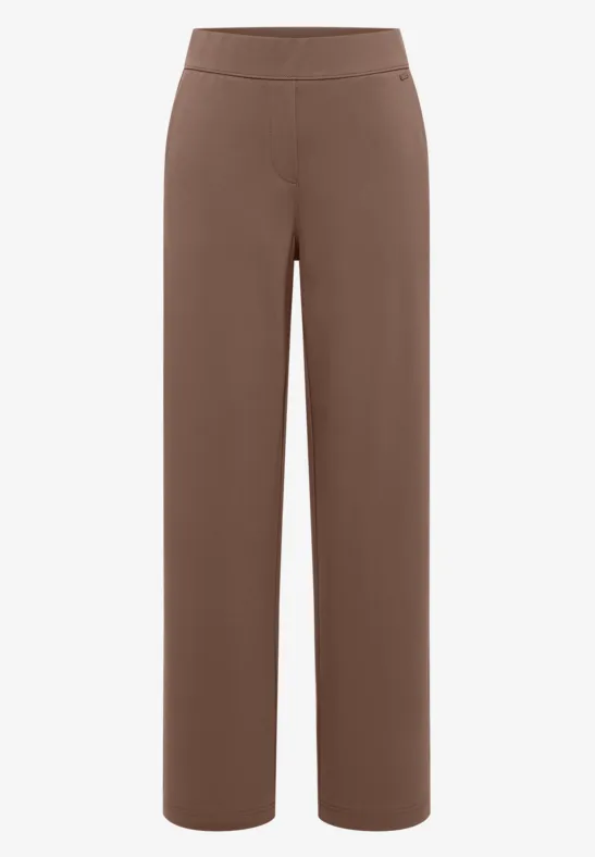 Braune, gerade geschnittene Hose mit hohem Bund und weitem Bein.