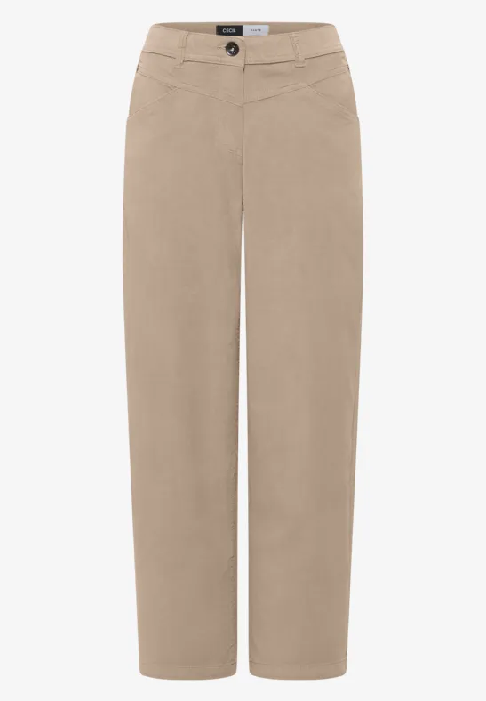 Schlichte, gerade geschnittene beige Hose aus leichtem Material für lässige Outfits.