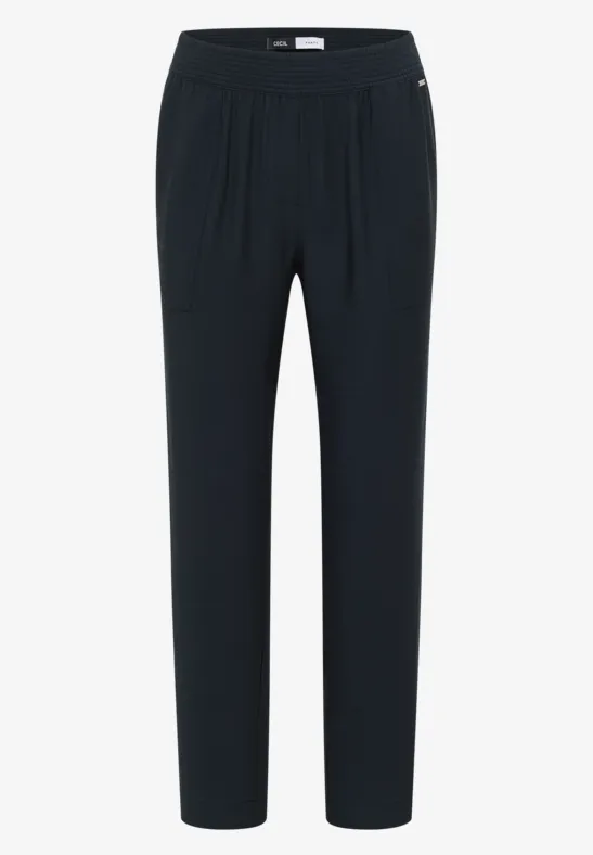 Schwarze Hose mit elastischem Bund, geradem Schnitt und lässiger Passform.