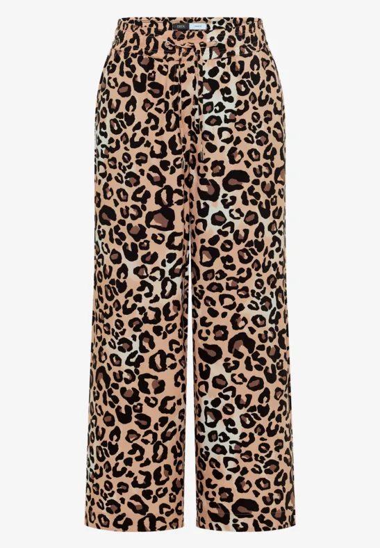 Pantalon large à imprimé léopard beige