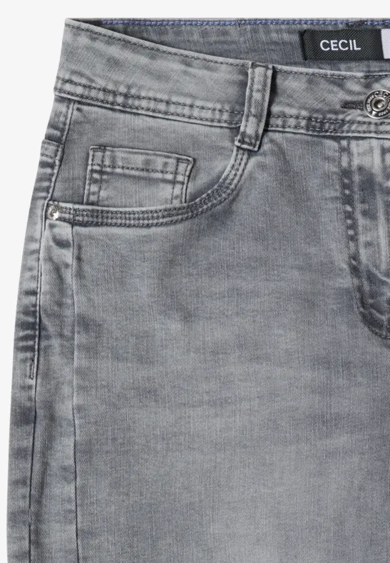 Graue Jeans mit Gürtelschlaufen und Tasche
