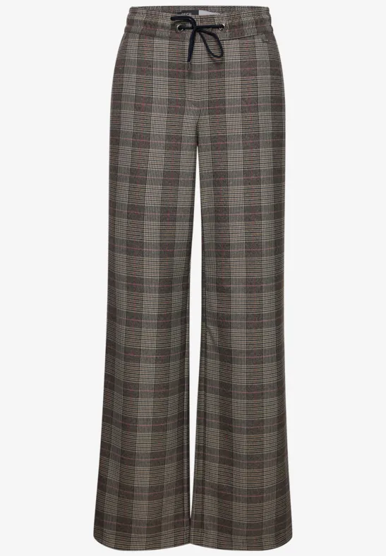 Pantalon ample à carreaux avec cordon de serrage à la taille
