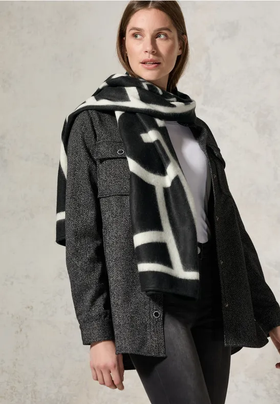 Schal mit grafischem Muster Black