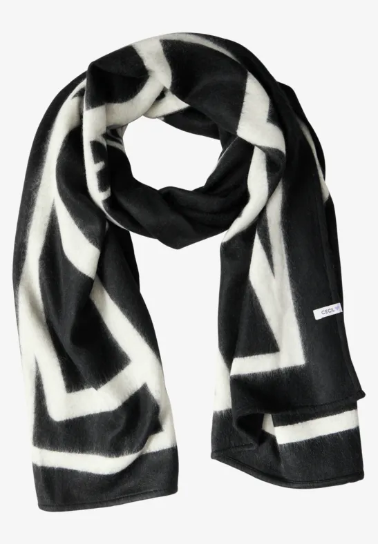 Schal mit grafischem Muster Black