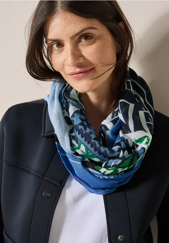 Sjaal met lus en foliedetails universal blue