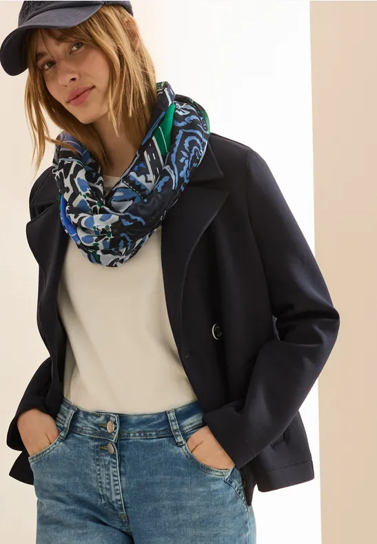 Sjaal met lus en foliedetails universal blue