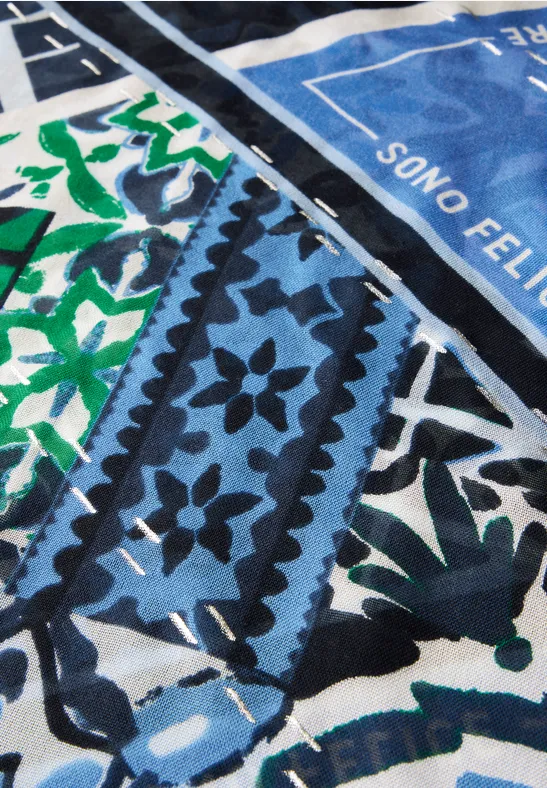 Sjaal met lus en foliedetails universal blue