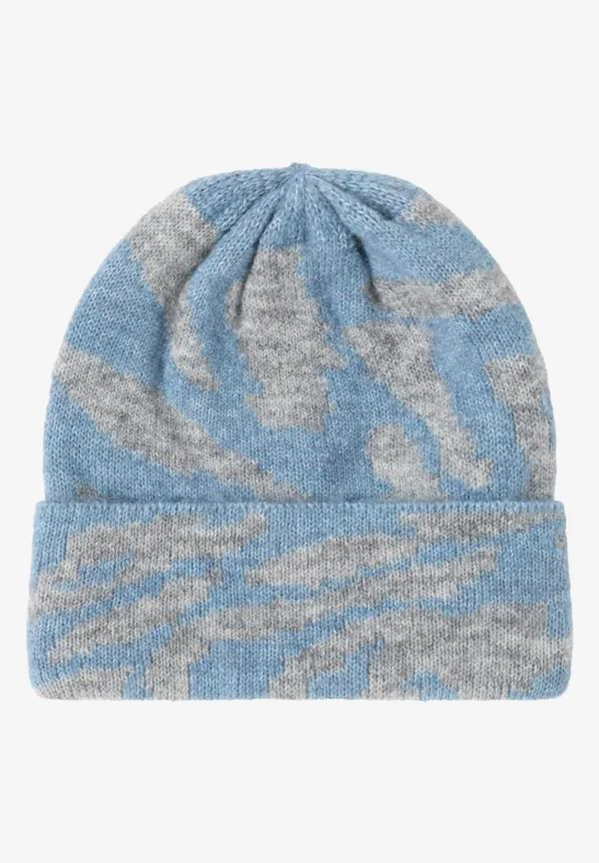 Beanie mit Zebramuster moonstone blue melange