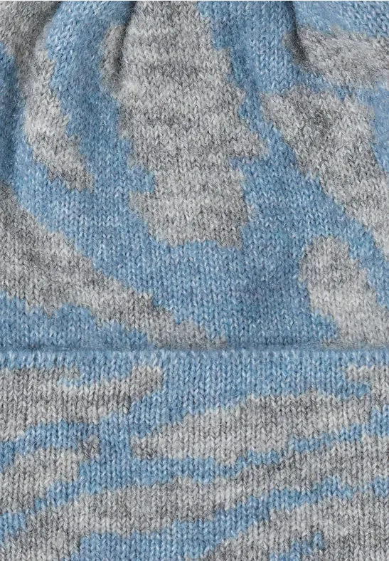 Beanie mit Zebramuster moonstone blue melange