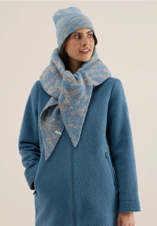 Beanie mit Zebramuster moonstone blue melange