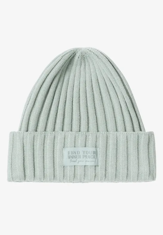 Gebreide muts in effen kleur smoke salvia