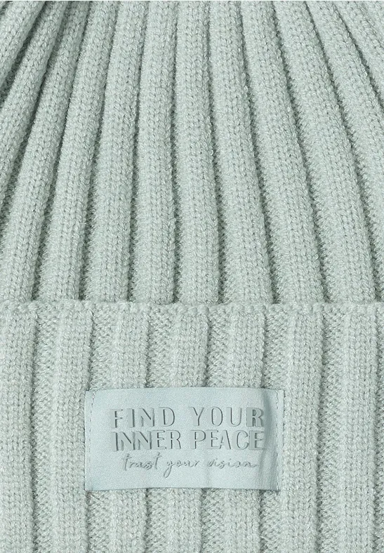 Gebreide muts in effen kleur smoke salvia