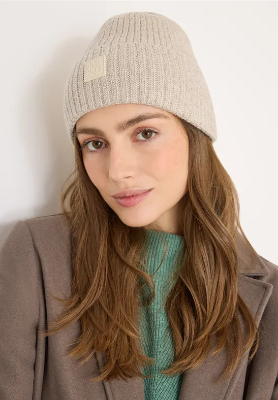 Beanie in Unifarbe alabaster beige melange